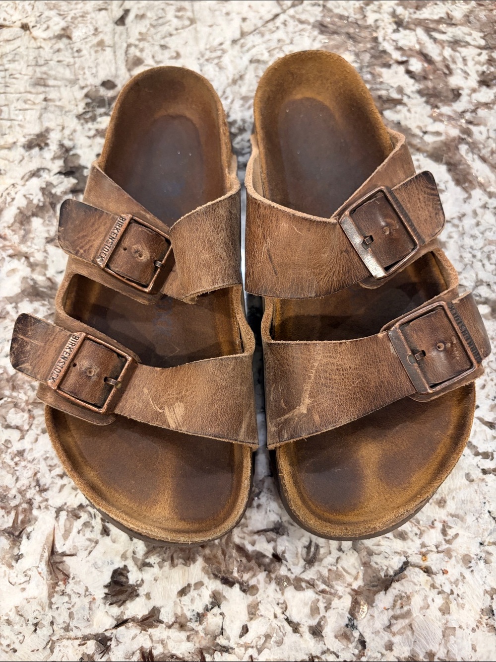 Birkenstock Brown Double-Buckle Slide Sandals - size 36
